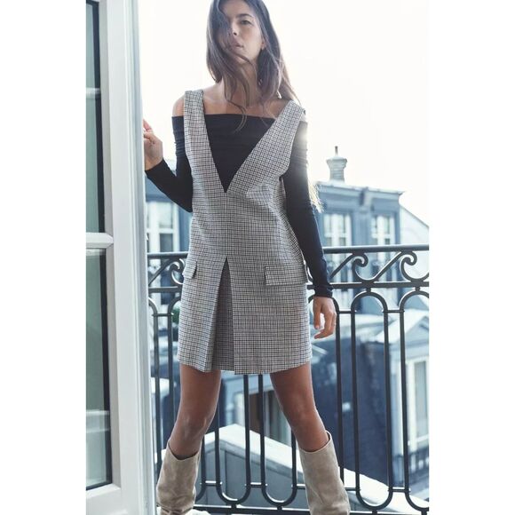 ZARA NWT PLAID PINAFORE DRESS MULTICOLORED REF 2067/105 - Picture 2 of 8